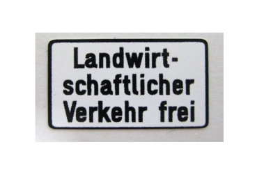Schild "Landwirtschaftlicher Verkehr frei" 13 x 9 mm